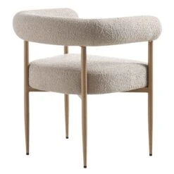 Fulbourn Taupe Boucle Dining Chair With Natural Wood Effect Legs -Daals DCH 2162 TAUPE BOUCLE NAT WB4
