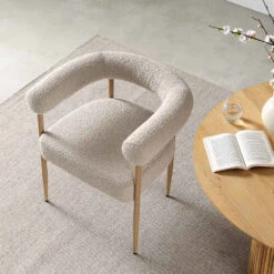 Fulbourn Taupe Boucle Dining Chair With Natural Wood Effect Legs -Daals DCH 2162 TAUPE BOUCLE NAT scene2