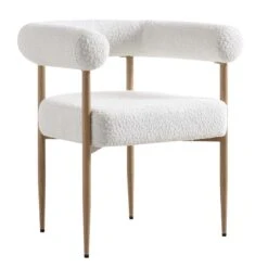 Fulbourn White Boucle Dining Chair With Natural Wood Effect Legs -Daals DCH 2162 WHITE BOUCLE NAT WB2