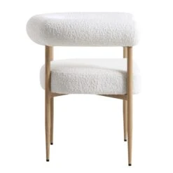 Fulbourn White Boucle Dining Chair With Natural Wood Effect Legs -Daals DCH 2162 WHITE BOUCLE NAT WB3