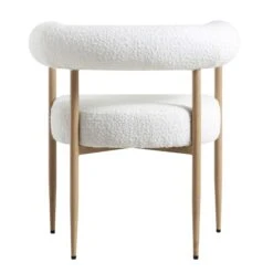 Fulbourn White Boucle Dining Chair With Natural Wood Effect Legs -Daals DCH 2162 WHITE BOUCLE NAT WB5