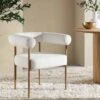 Fulbourn White Boucle Dining Chair With Natural Wood Effect Legs