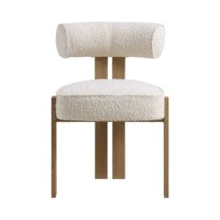 Ophelia Ecru Boucle Dining Chair -Daals DCH 2187 ECRU BOU NAT WB1