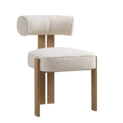Ophelia Ecru Boucle Dining Chair -Daals DCH 2187 ECRU BOU NAT WB2