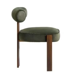 Ophelia Moss Green Velvet Dining Chair -Daals DCH 2187 MOSS VEL WALN WB3