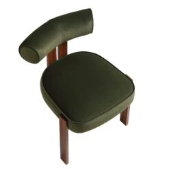 Ophelia Moss Green Velvet Dining Chair -Daals DCH 2187 MOSS VEL WALN WB6