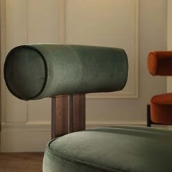 Ophelia Moss Green Velvet Dining Chair -Daals DCH 2187 MOSS VEL WALN scene2