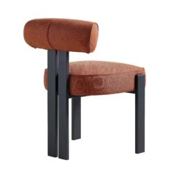 Ophelia Terracotta Fabric Dining Chair -Daals DCH 2187 TERRA FAB BLACK WB3