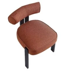 Ophelia Terracotta Fabric Dining Chair -Daals DCH 2187 TERRA FAB BLACK WB7