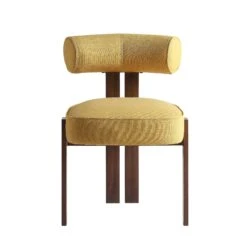 Ophelia Honey Gold Fabric Dining Chair -Daals DCH 2187 YELLOW FAB WALN WB1