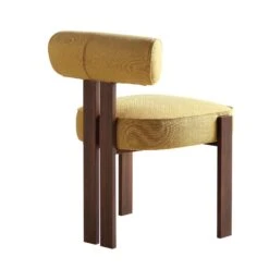 Ophelia Honey Gold Fabric Dining Chair -Daals DCH 2187 YELLOW FAB WALN WB3