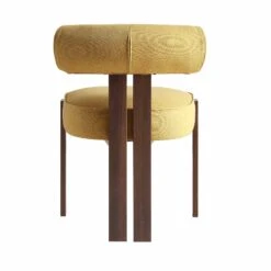 Ophelia Honey Gold Fabric Dining Chair -Daals DCH 2187 YELLOW FAB WALN WB5