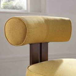 Ophelia Honey Gold Fabric Dining Chair -Daals DCH 2187 YELLOW FAB WALN scene2