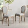 Lainston Set Of 2 Classic Limewashed Wooden Dining Chairs, Grey