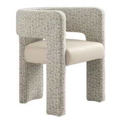 Greenwich Taupe Boucle And Beige Faux Leather Seat Dining Chair -Daals DCH 2259 A WB2