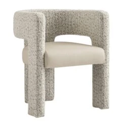 Greenwich Taupe Boucle And Beige Faux Leather Seat Dining Chair -Daals DCH 2259 A WB3