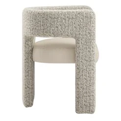 Greenwich Taupe Boucle And Beige Faux Leather Seat Dining Chair -Daals DCH 2259 A WB4