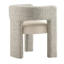 Greenwich Taupe Boucle And Beige Faux Leather Seat Dining Chair -Daals DCH 2259 A WB5