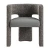 Greenwich Grey & Blue Textured Fabric And Grey Faux Leather Seat Dining Chair