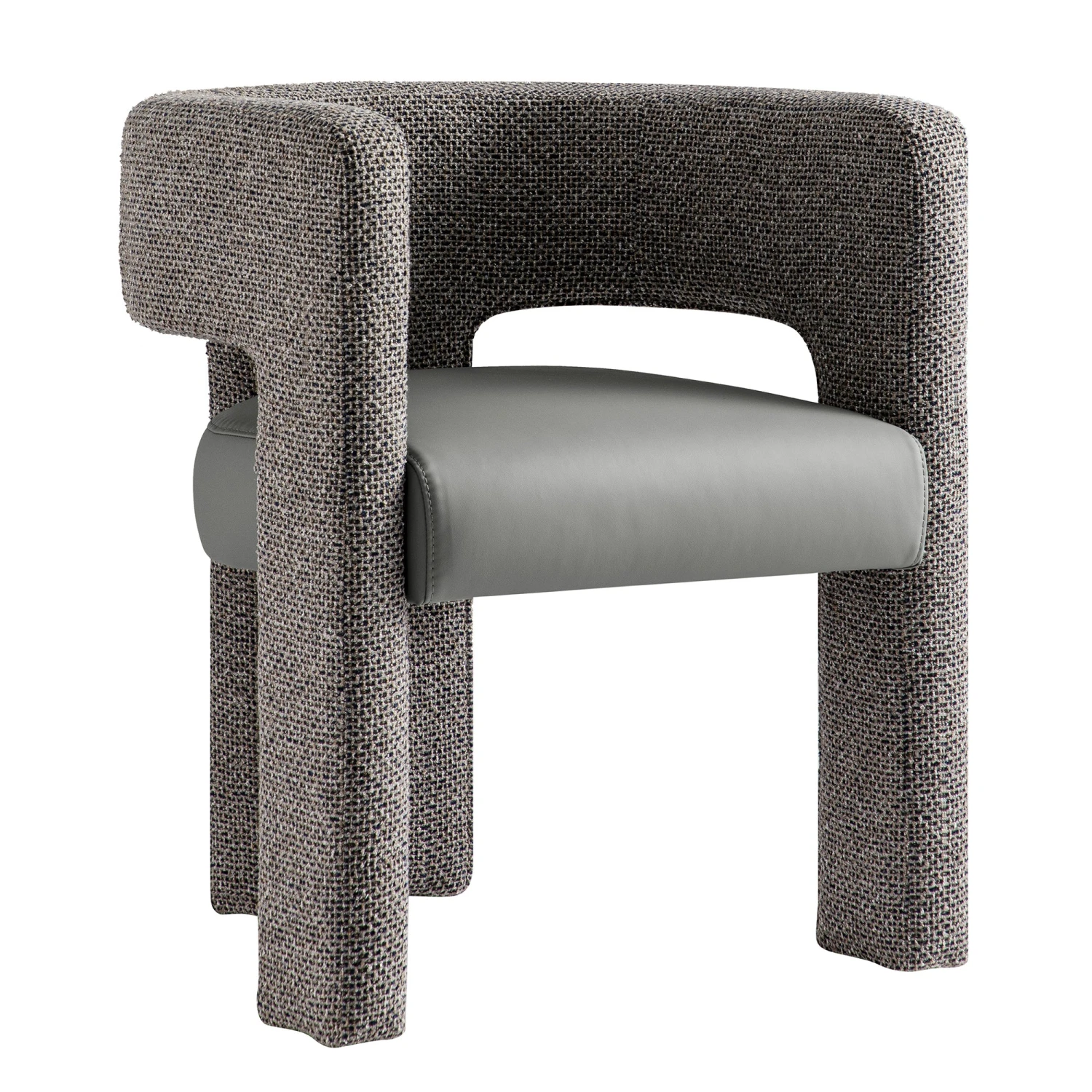 Greenwich Grey & Blue Textured Fabric And Grey Faux Leather Seat Dining Chair 2 Greenwich Grey & Blue Textured Fabric And Grey Faux Leather Seat Dining Chair - Image 2