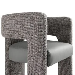 Greenwich Grey & Blue Textured Fabric And Grey Faux Leather Seat Dining Chair 19 Greenwich Grey & Blue Textured Fabric And Grey Faux Leather Seat Dining Chair -Daals DCH 2259 B detail2