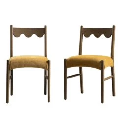 Ludlow Set Of 2 Dining Chairs, Spiced Honey Chenille | Silver Oak -Daals DCH 240 SILK FENNCHEN 2P WB1