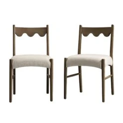Ludlow Set Of 2 Dining Chairs, Oatmeal Fabric | Silver Oak Frame -Daals DCH 240 SILK OATFAB 2P WB1