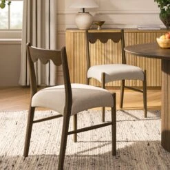 Ludlow Set Of 2 Dining Chairs, Oatmeal Fabric | Silver Oak Frame -Daals DCH 240 SILK OATFAB 2P scene2