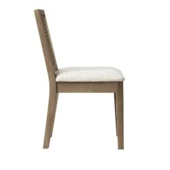 Hemingford Set Of 2 Beige Textured Fabric Bobbin Spindle Washed Oak Dining Chairs -Daals DCH 511 BEIGEWOV WASH 2P WB5