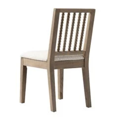 Hemingford Set Of 2 Beige Textured Fabric Bobbin Spindle Washed Oak Dining Chairs -Daals DCH 511 BEIGEWOV WASH 2P WB6