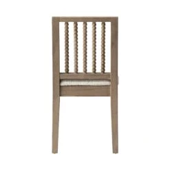 Hemingford Set Of 2 Beige Textured Fabric Bobbin Spindle Washed Oak Dining Chairs -Daals DCH 511 BEIGEWOV WASH 2P WB7