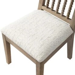 Hemingford Set Of 2 Beige Textured Fabric Bobbin Spindle Washed Oak Dining Chairs -Daals DCH 511 BEIGEWOV WASH 2P detail3