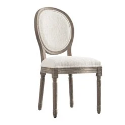 Lainston Set Of 2 Classic Weathered Oak Dining Chairs, Beige Textured Fabric -Daals DCH 88 BEIGEWOV WTH 2P WB3