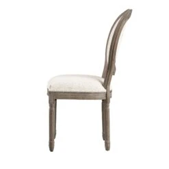 Lainston Set Of 2 Classic Weathered Oak Dining Chairs, Beige Textured Fabric -Daals DCH 88 BEIGEWOV WTH 2P WB4