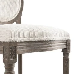 Lainston Set Of 2 Classic Weathered Oak Dining Chairs, Beige Textured Fabric -Daals DCH 88 BEIGEWOV WTH 2P detail2