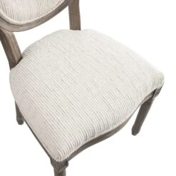 Lainston Set Of 2 Classic Weathered Oak Dining Chairs, Beige Textured Fabric -Daals DCH 88 BEIGEWOV WTH 2P detail3