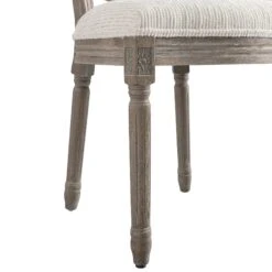 Lainston Set Of 2 Classic Weathered Oak Dining Chairs, Beige Textured Fabric -Daals DCH 88 BEIGEWOV WTH 2P detail4