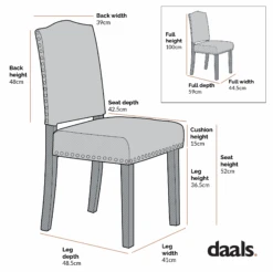 Draycott Set Of 2 Grey Fabric Dining Chairs -Daals DCH LW8113 2P CHART