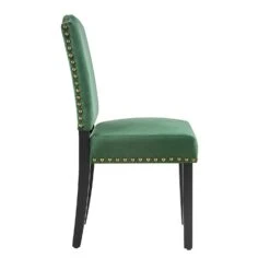 Draycott Set Of 2 Pine Green Velvet Dining Chairs -Daals DCH LW8113 GREENVEL 2P WB4