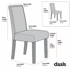 Maidwell Set Of 2 Grey Velvet Dining Chairs -Daals DCH LW8116 2P CHART 2