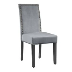 Maidwell Set Of 2 Grey Velvet Dining Chairs -Daals DCH LW8116 GREYVEL 2P WB2
