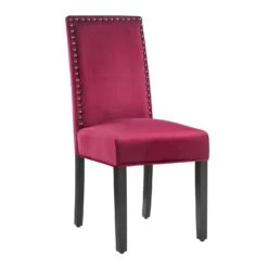 Maidwell Set Of 2 Crimson Red Velvet Dining Chairs -Daals DCH LW8116 REDVEL 2P WB3