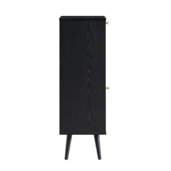 Frances Woven Rattan 1-Door Bathroom Cabinet, Black -Daals FT BAC 01 BLACK WB4