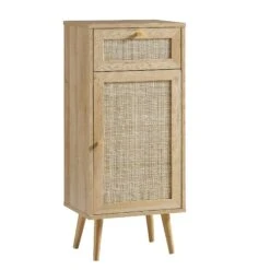 Frances Woven Rattan 1-Door Bathroom Cabinet, Natural -Daals FT BAC 01 NAT WB2