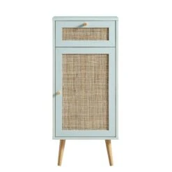 Frances Woven Rattan 1-Door Bathroom Cabinet, Mint -Daals FT BAC 01 SAGE WB1