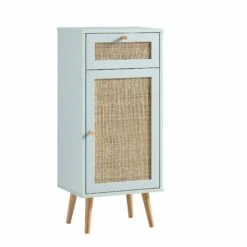 Frances Woven Rattan 1-Door Bathroom Cabinet, Mint -Daals FT BAC 01 SAGE WB2