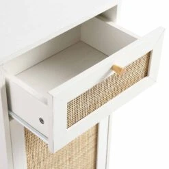 Frances Woven Rattan 1-Door Bathroom Cabinet, White -Daals FT BAC 01 WHITE detail2