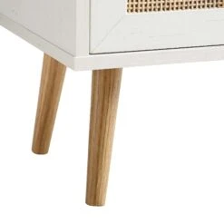 Frances Woven Rattan 1-Door Bathroom Cabinet, White -Daals FT BAC 01 WHITE detail3