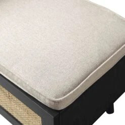 Frances Woven Rattan Storage Bench With Cushion, Black -Daals FT BENCH 01 BLACK detail4