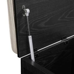 Frances Woven Rattan Single Storage Stool With Cushion, Black -Daals FT BENCH 02 BLACK detail4